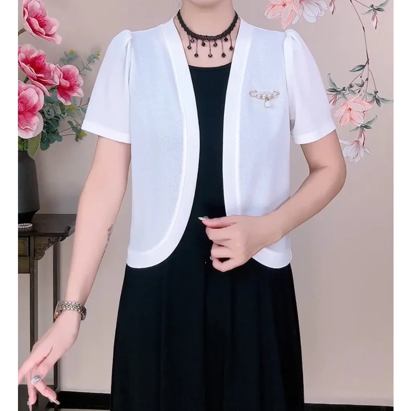 266款冰丝曲竹麻小外搭百搭时尚披肩显瘦气质妈妈装冰丝