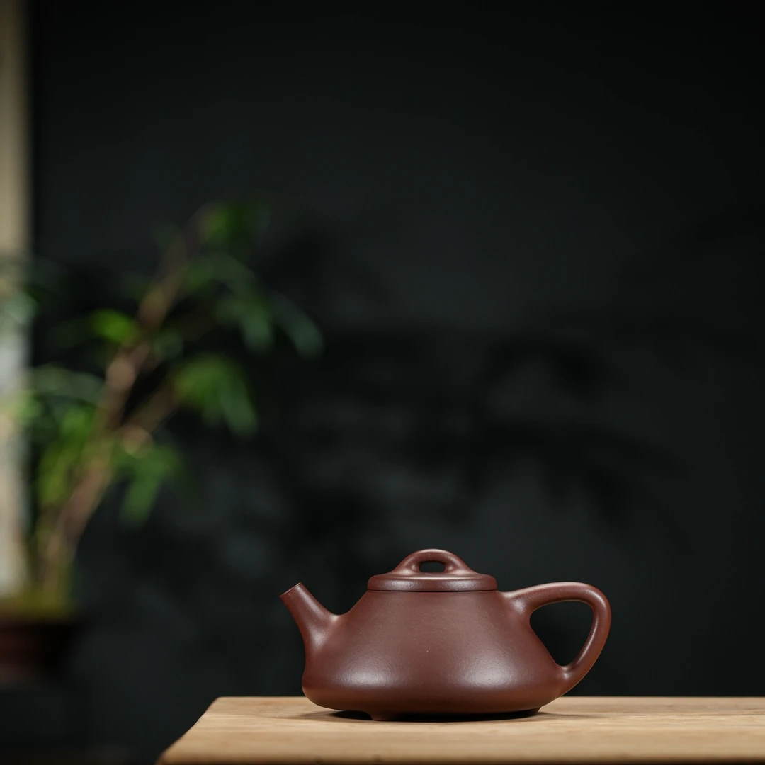 紫砂大家||顾云峰家用《子冶石瓢》｜紫泥｜280cc紫砂壶茶具泥壶