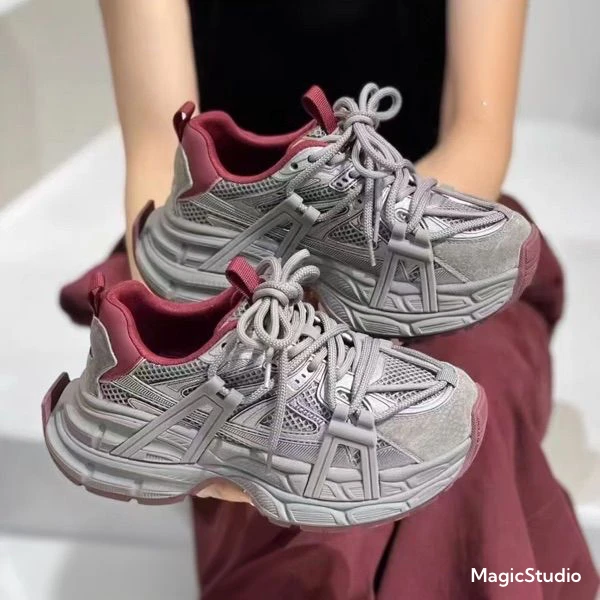 真皮厚底老爹鞋女2024冬季新款时尚百搭运动休闲轻便百搭增高炸街