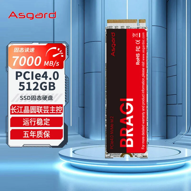 Asgard/阿斯加特博拉琪512G SSD 固态硬盘 M.2接口 Nvme PCIe4.0
