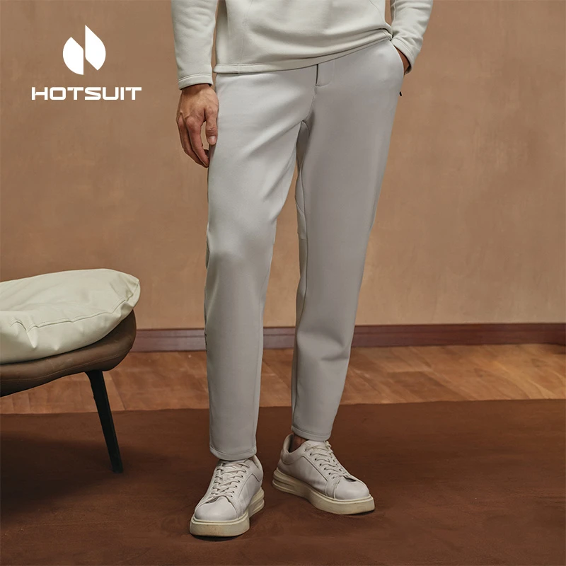 HOTSUIT/后秀暖壳裤男冬季新款加厚保暖运动裤商务宽松直筒修身裤
