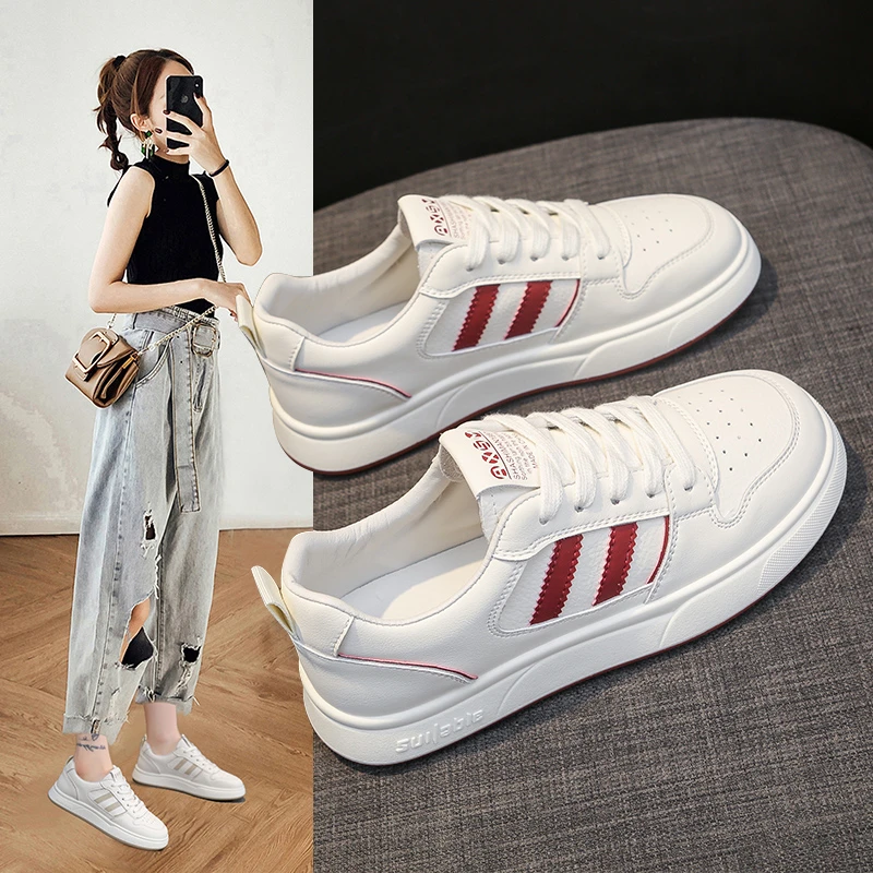 圆头小白鞋女2024新款春秋闲百搭运动爆款冬季加绒休板鞋