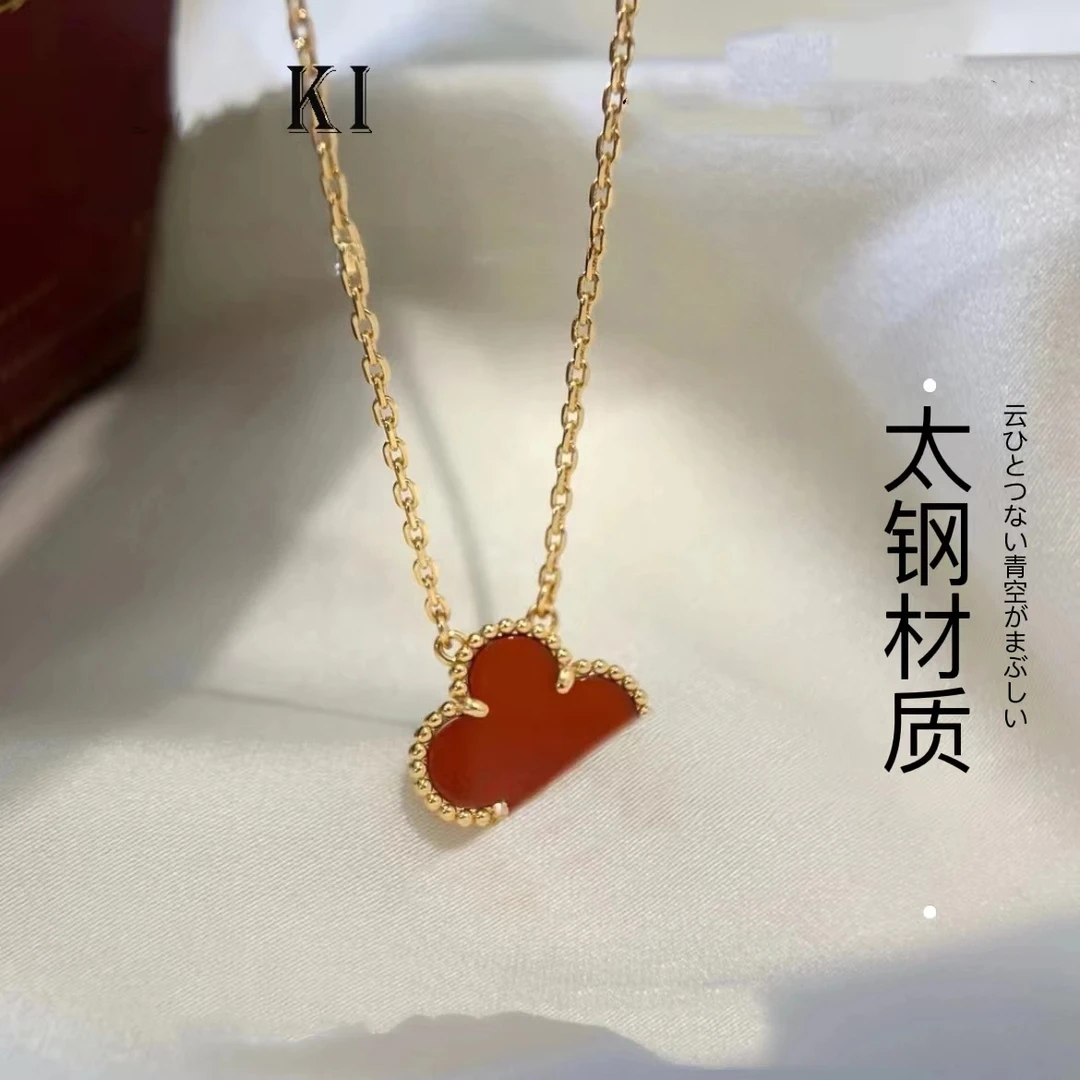 钛钢项链 不易掉色轻奢 黑 红 双面经典四叶花项链F200
