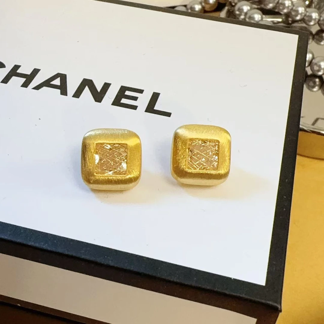 铜合金耳饰 小众设计感几何小方形微镶精致小巧耳饰 S103