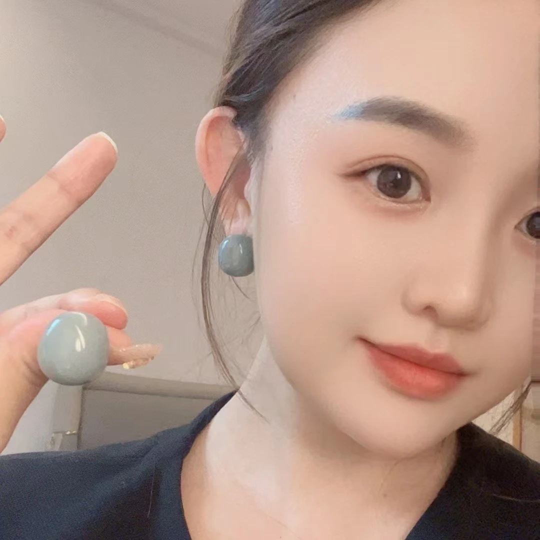 铜合金耳饰 925银针【莫兰色】圆弧设计轻奢高级感滴油小众耳饰 S04