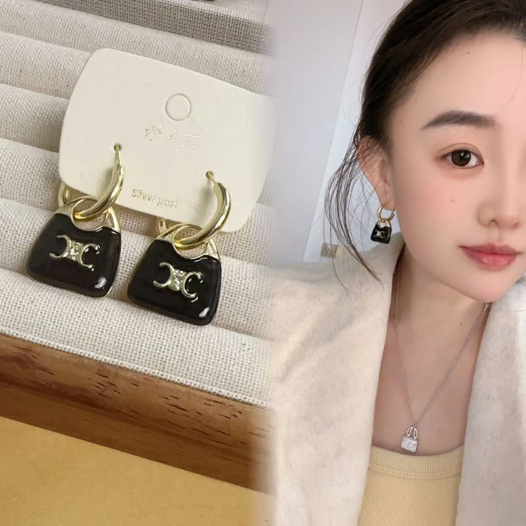 铜合金耳饰 【凯门耳扣】欧美小众设计轻奢黑色珐琅高级感耳扣 S100