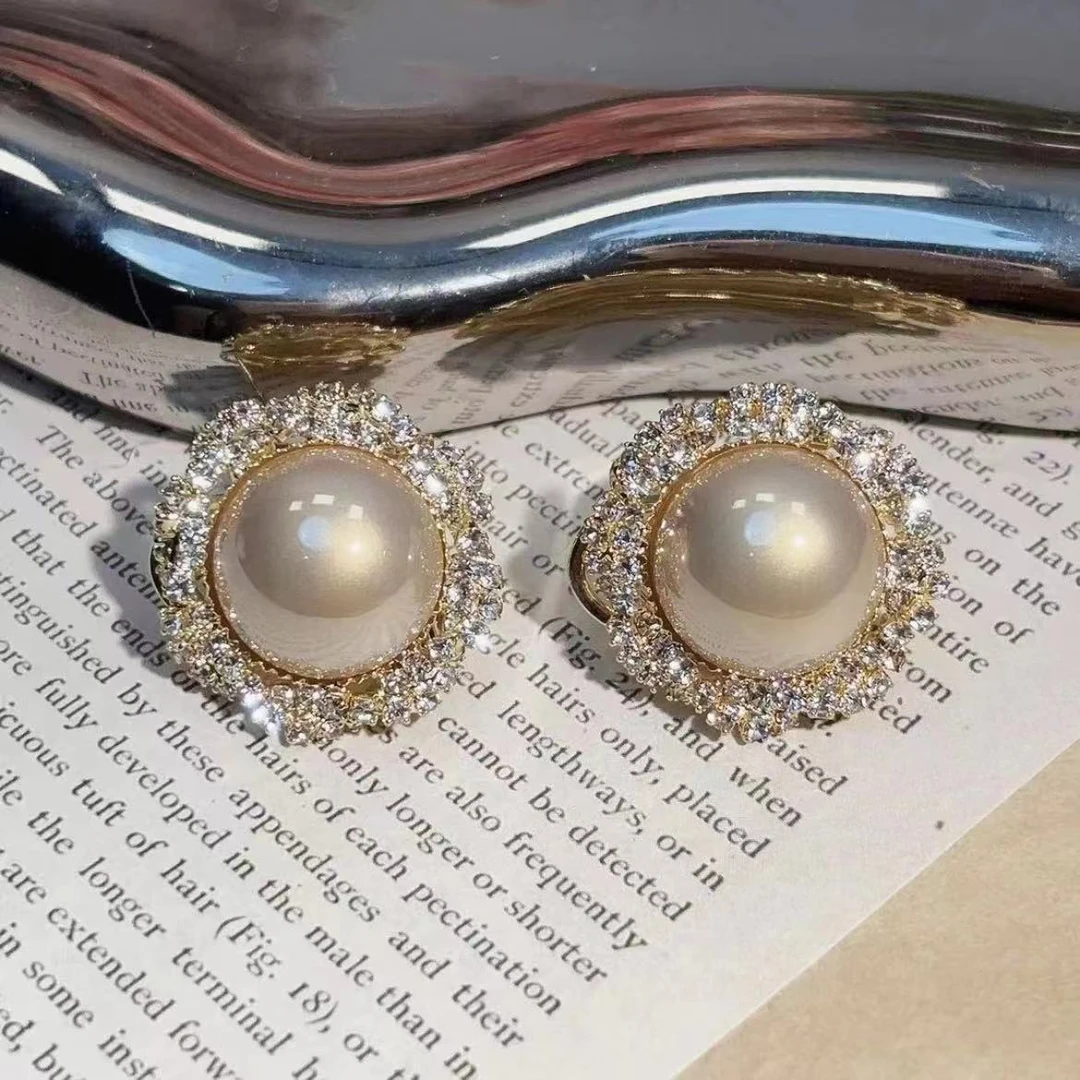 铜合金耳饰 法式复古锆石高级感时尚轻奢气质高贵优雅耳扣 S38