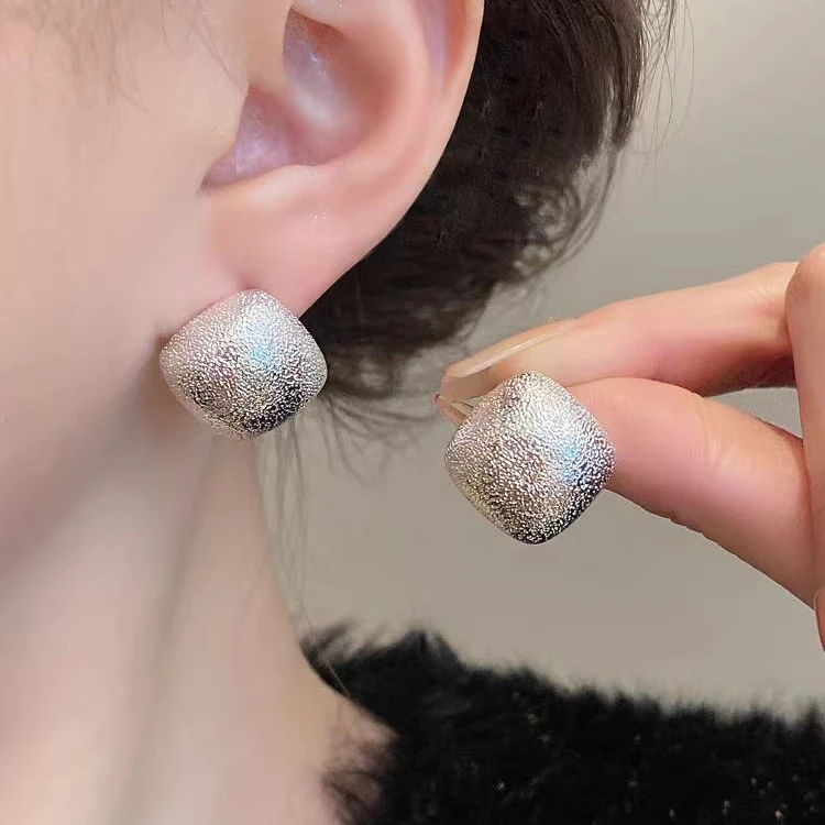 铜合金耳饰 银色拉丝新款爆款小众设计高级感耳饰 S17