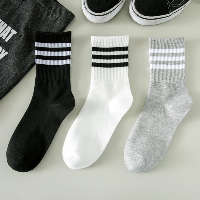 【宠粉福利】袜子女中筒袜秋冬季韩版条纹棉袜简约风百搭三杠袜子潮