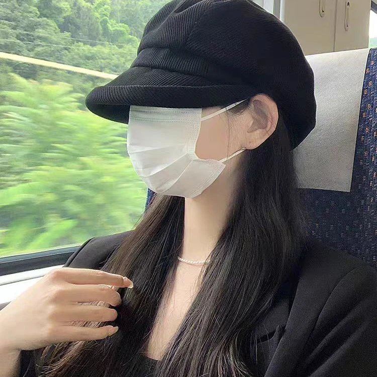 f4009 毛呢卷边八角帽