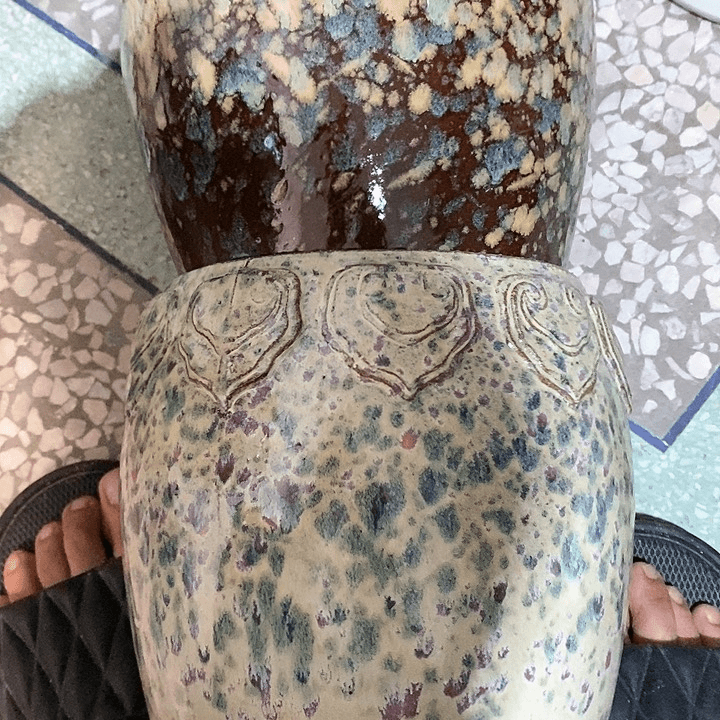 【闪购商品】紫砂花盆高23口16一对