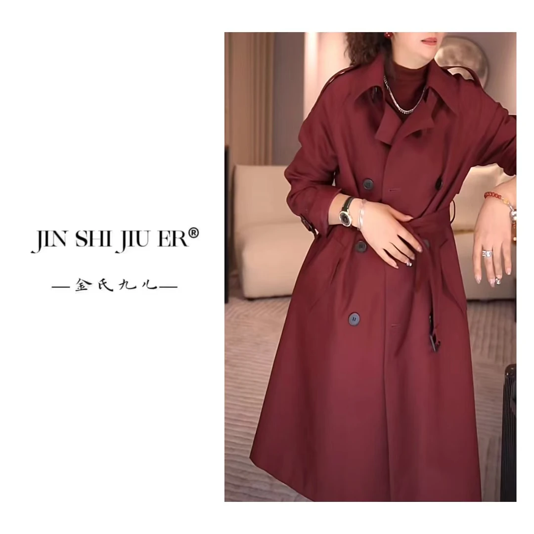 定制英伦风韩版双排扣气质款时尚百搭休闲设计感长款风衣-239062