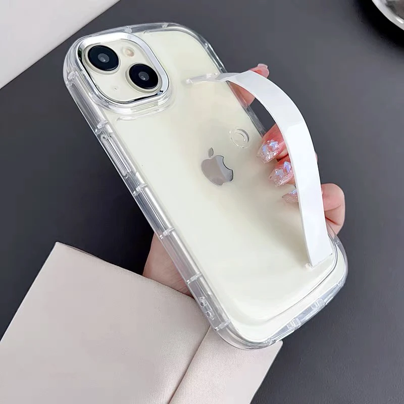 适用iPhone15promax手机壳腕带支架14透明13新款12全包11防摔男女