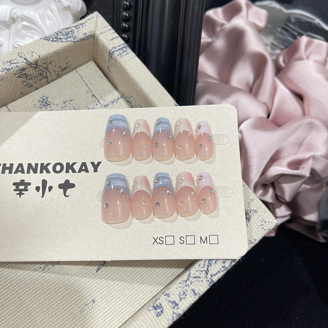 【Thankokay - 穿戴甲】工厂倒闭 轻奢高级感美甲甲片106法式水珠