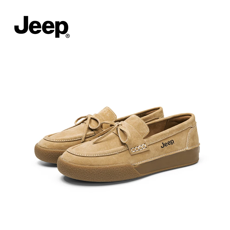 JEEP/吉普/女鞋软底豆豆鞋2023款英伦风舒适妈妈通勤乐福平底单鞋