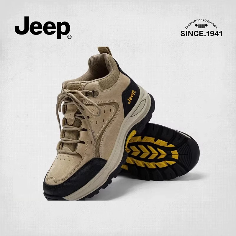 JEEP/吉普短靴防滑工装鞋2023新款高帮耐磨登山鞋户外厚底徒步鞋