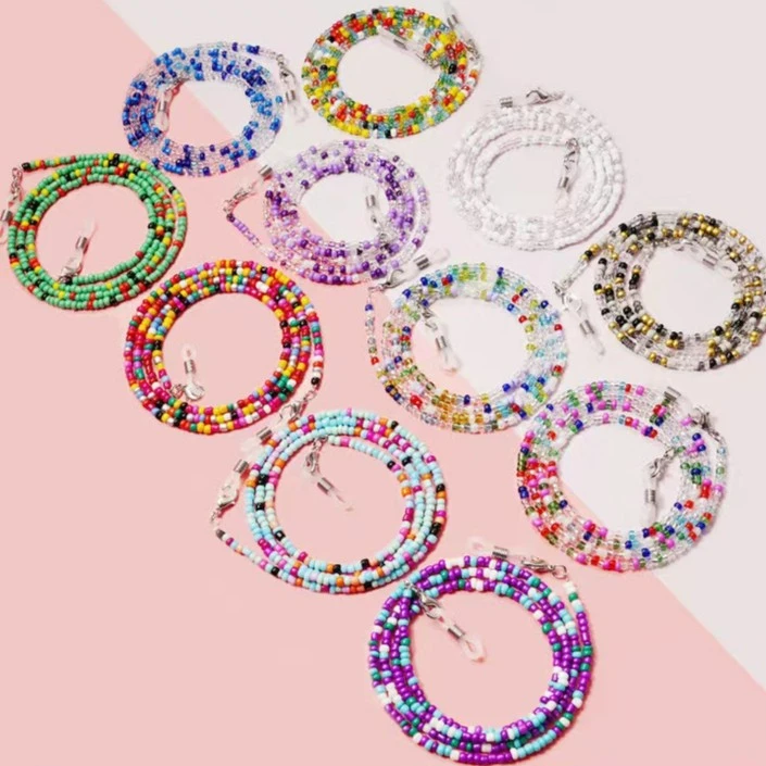 新款玻璃串珠太阳眼镜链条挂绳女复古时尚挂脖防滑不掉色眼镜配件