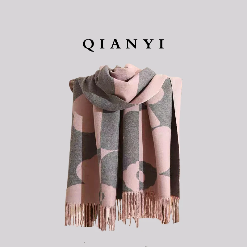 QIAN YI | 围巾披肩新款时尚百搭秋冬款高档长款保暖披肩两用
