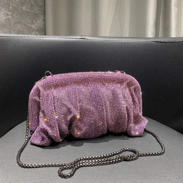 新款亮钻小包晚妆包旗袍包贵太太手拿包斜挎包蓝色时尚单肩手包