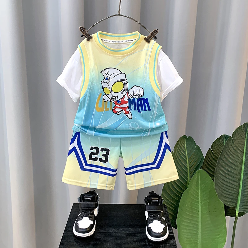 奥特曼男孩夏装帅气新款男孩装夏季短袖速干炸街夏天运动衣服两件