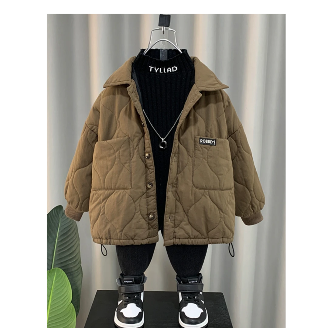 男童棉服冬季帅气外套夹棉加厚派克服洋气儿童冬装儿童棉衣男童