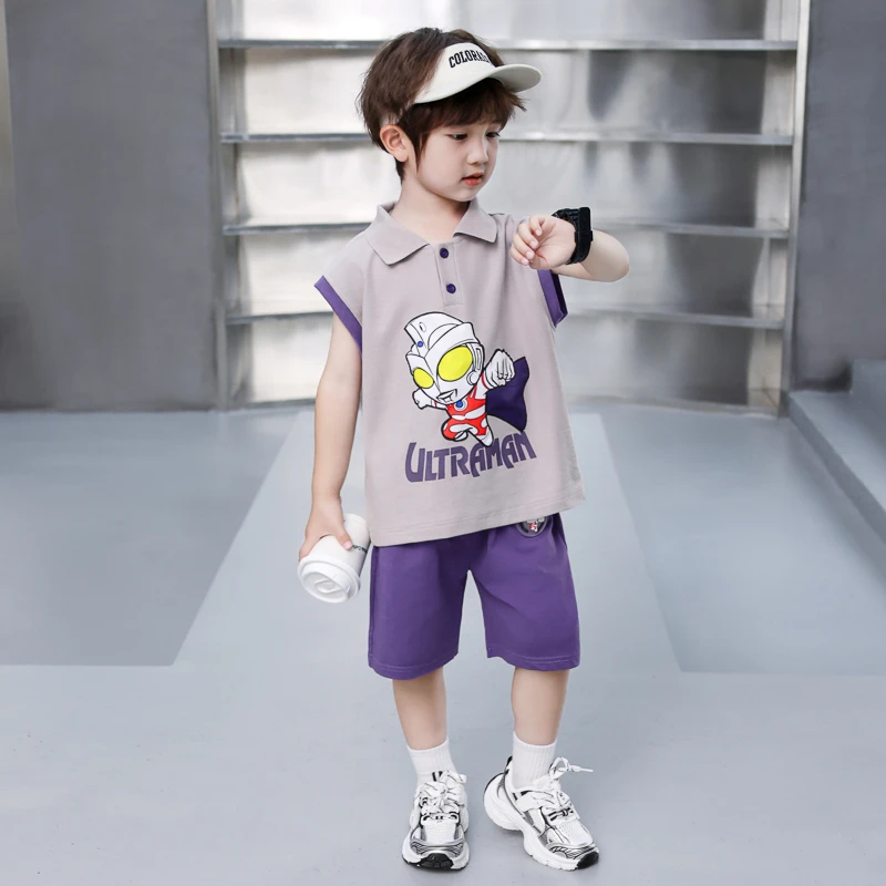 洋气衣服男童套装夏季2024新款帅气时髦潮儿童运动宝宝背心夏装