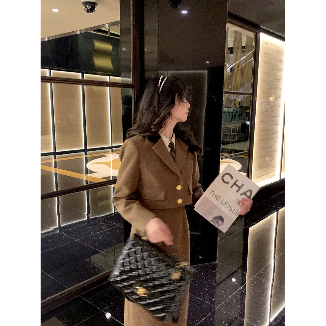 LZ01714鹿阿姨卓叔叔◆「暗香疏影」小香风毛呢短外套学院风