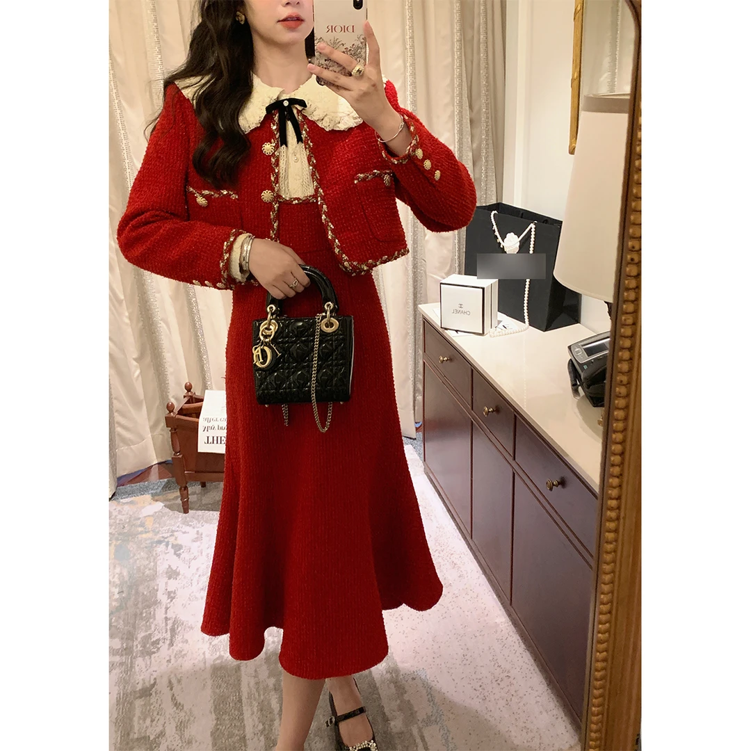 WB-3810鹿阿姨卓叔叔◆财阀小女儿背心裙套装春季女两件套小香风