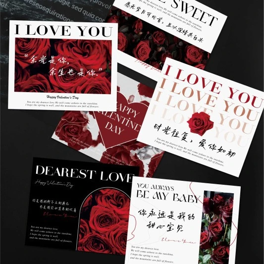 玫瑰爱意挂卡温暖甜蜜浪漫深情挂卡 鲜花包装资材