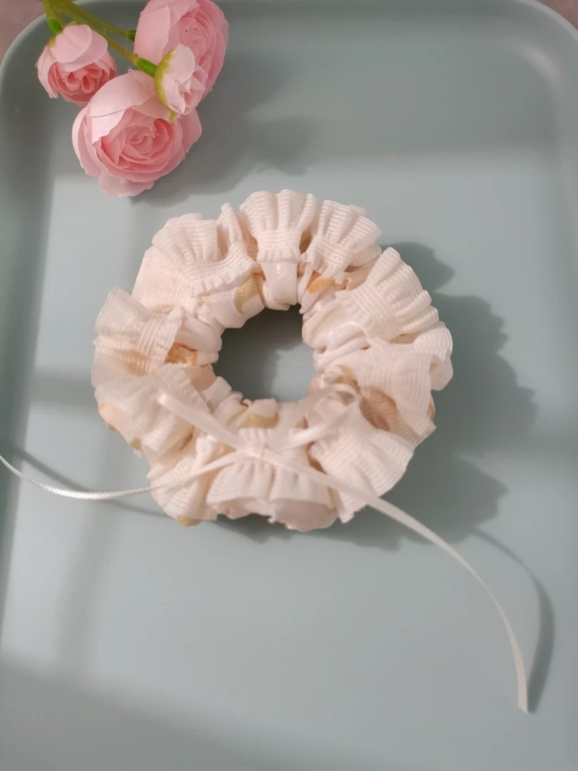 森系泡芙大肠发圈  剪花雪纺蝴蝶结小蛋糕款气质百搭清新可爱