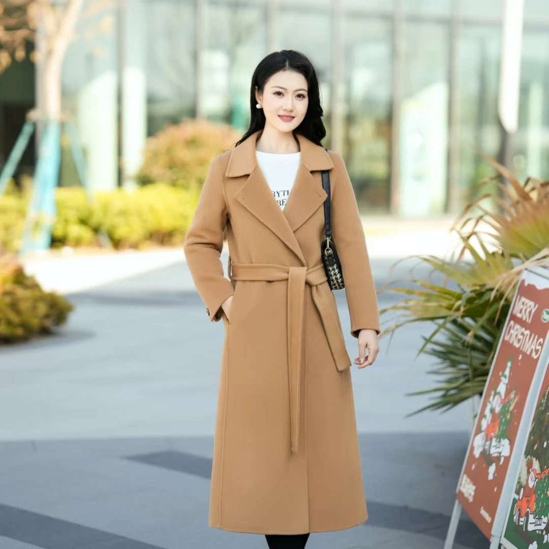 【100%澳洲超细羊毛】新款时尚气质显瘦长款双面大衣手工缝制盼19