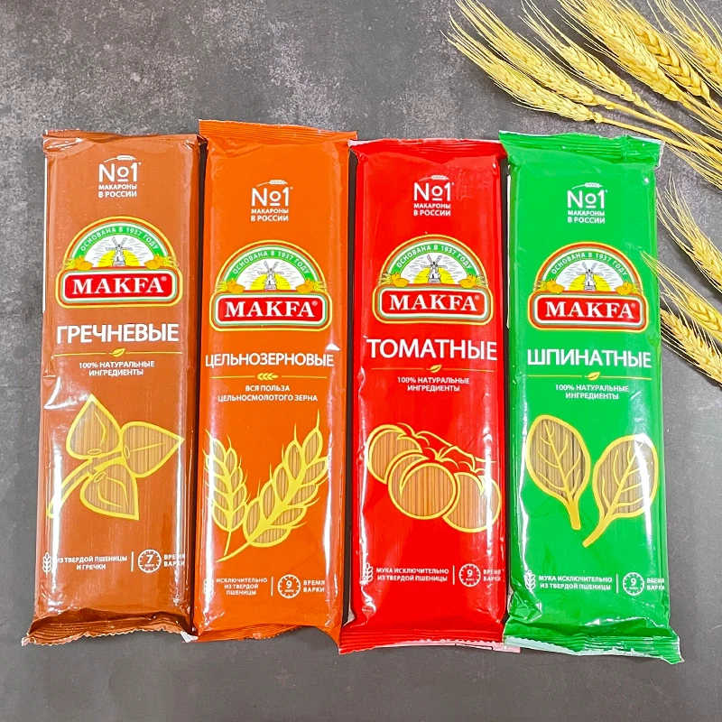 俄罗斯进口马克发干面荞麦西红柿菠菜面全麦面挂面500克/袋