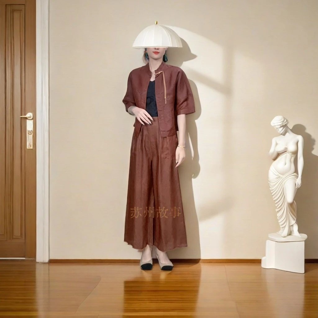 【苏州故事】022香云纱双面穿阔腿裤2024气质时尚百搭中国风