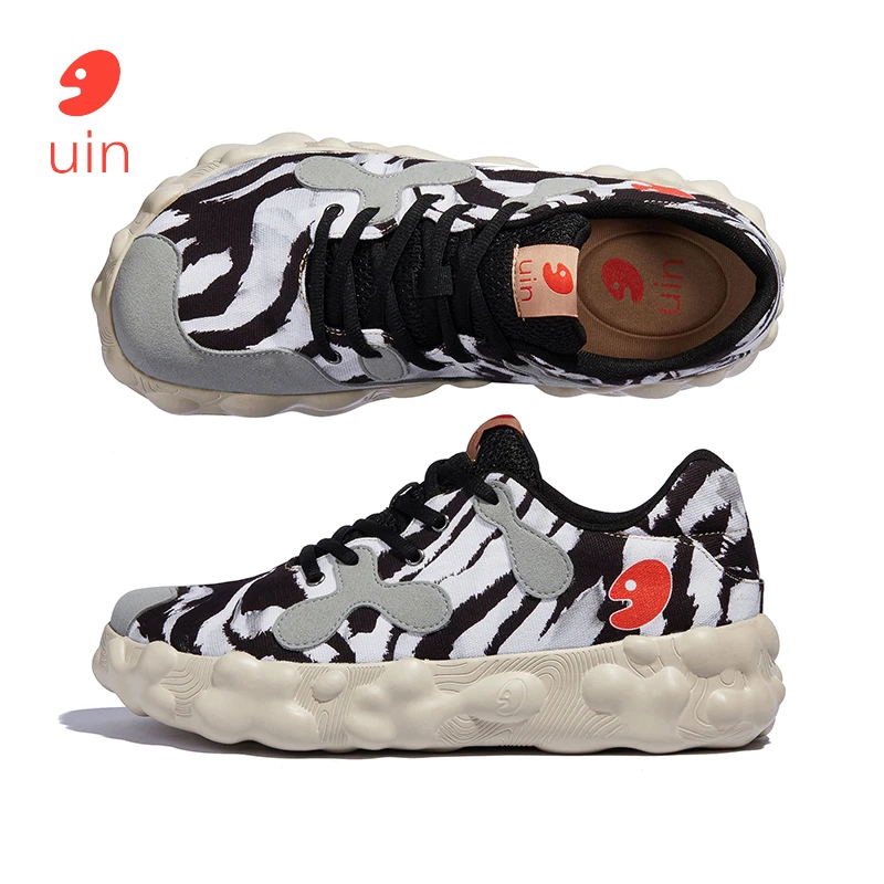 uin彩绘旅行鞋丑萌鞋系列菲格拉斯1pu皮面轻软厚底休闲鞋飞织女夏