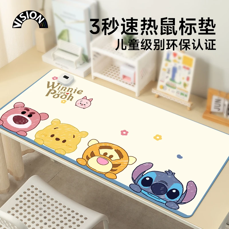 小熊维尼加热滑鼠垫超大发热暖桌垫办公室垫子桌面电脑键盘加热板