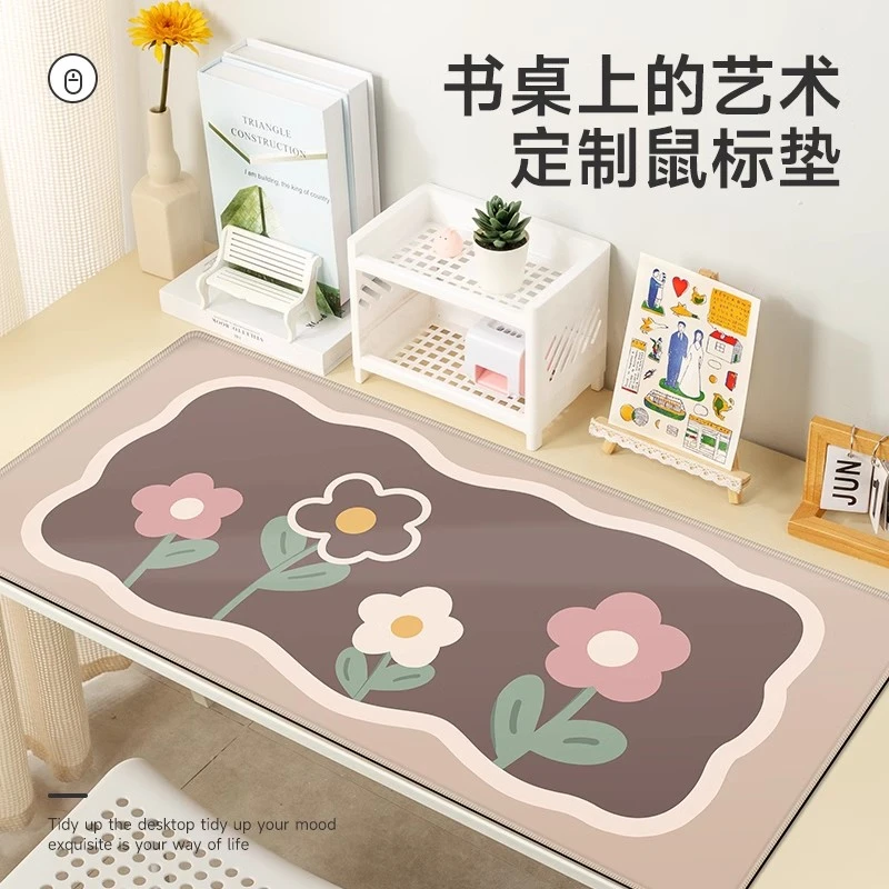 卡通鲜花超大号鼠标垫男女办公学习游戏电脑键盘橡胶桌垫