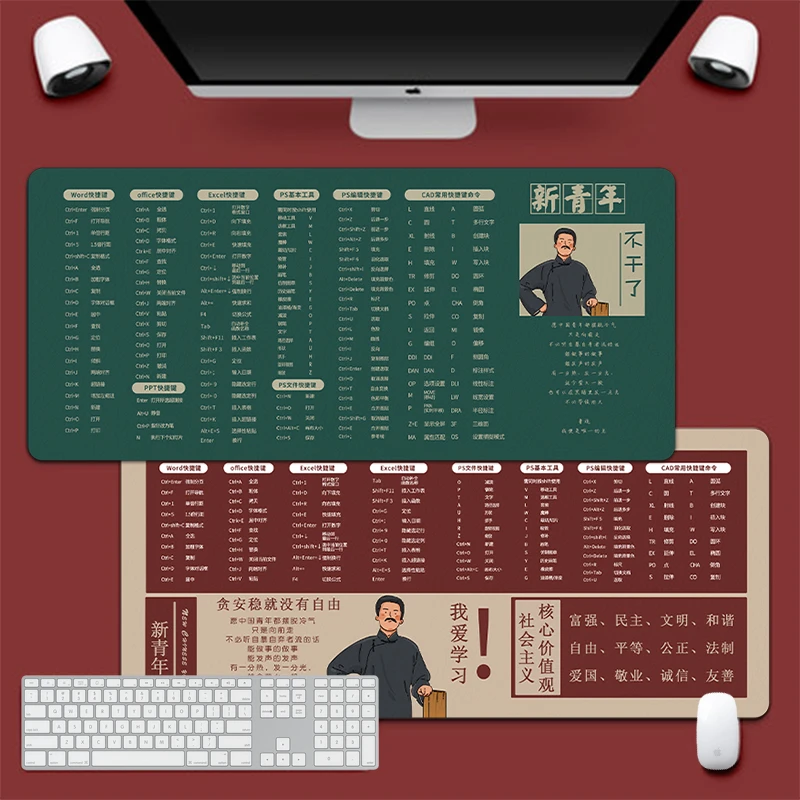 觉醒年代鼠标垫超大号PS快捷键大全新青年创意键盘垫CAD办公笔记