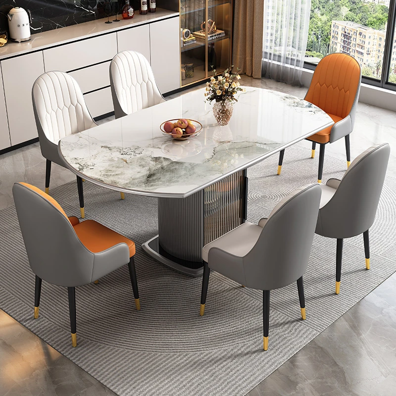 新款带储物实木岩板餐桌方圆两用可伸缩小户型吃饭桌家用简约桌子