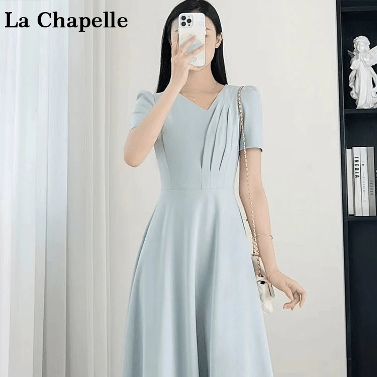 拉夏贝尔25现货清仓款法式气质设计感高腰百搭连衣裙 2768 RQC