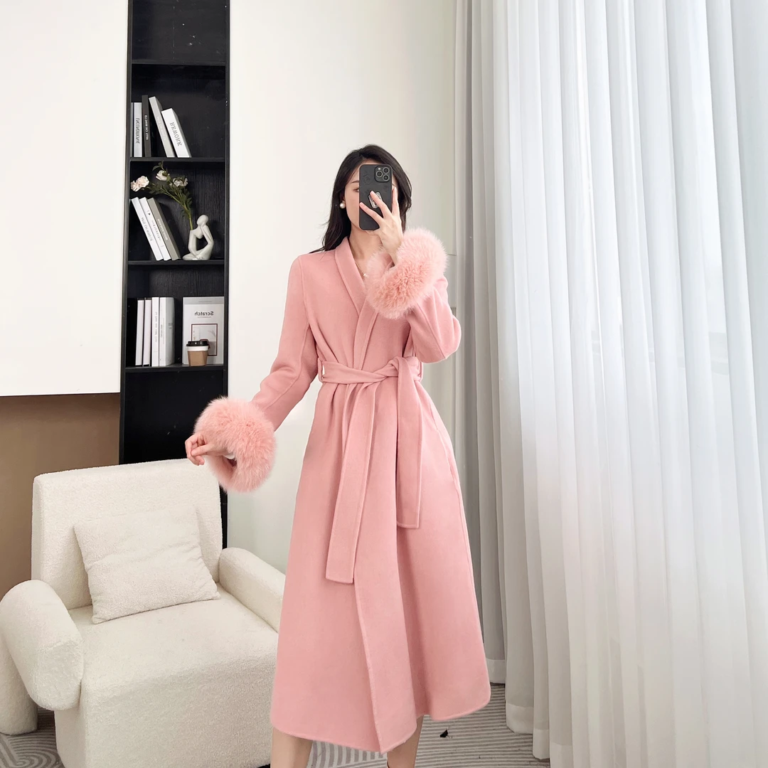 拉夏贝尔25现货清仓韩系赫本风高级感中长高端毛呢外套 9148 RQC