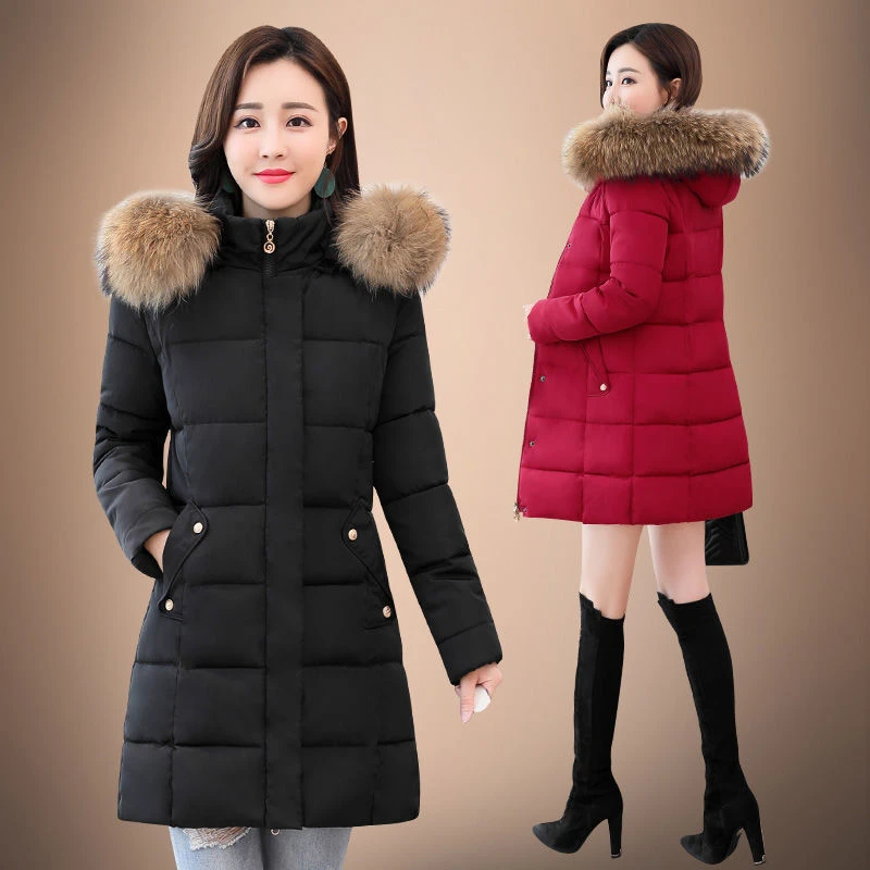 波司豋新正波高档羽绒服女装中长款加厚保暖大码韩版修身妈妈装外