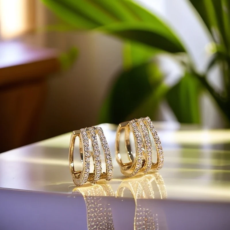 铜合金耳饰 三生三世耳扣精致女气质耳圈轻奢简约耳钉女生耳环