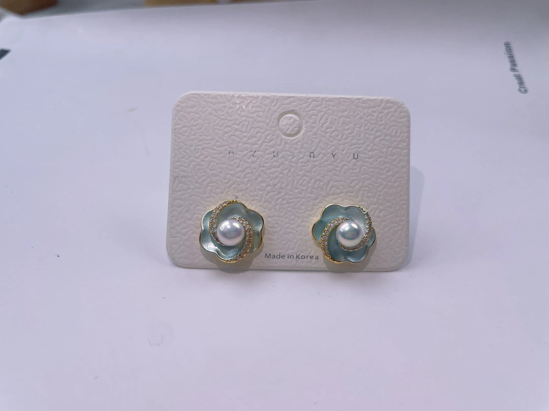 天然淡水珍珠339#山茶花耳钉
