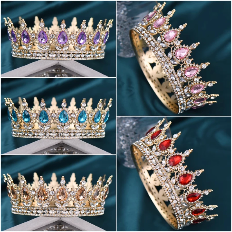 巴洛克水晶结婚皇冠头饰演出活动百搭圆形大王冠18成人礼奢华配饰