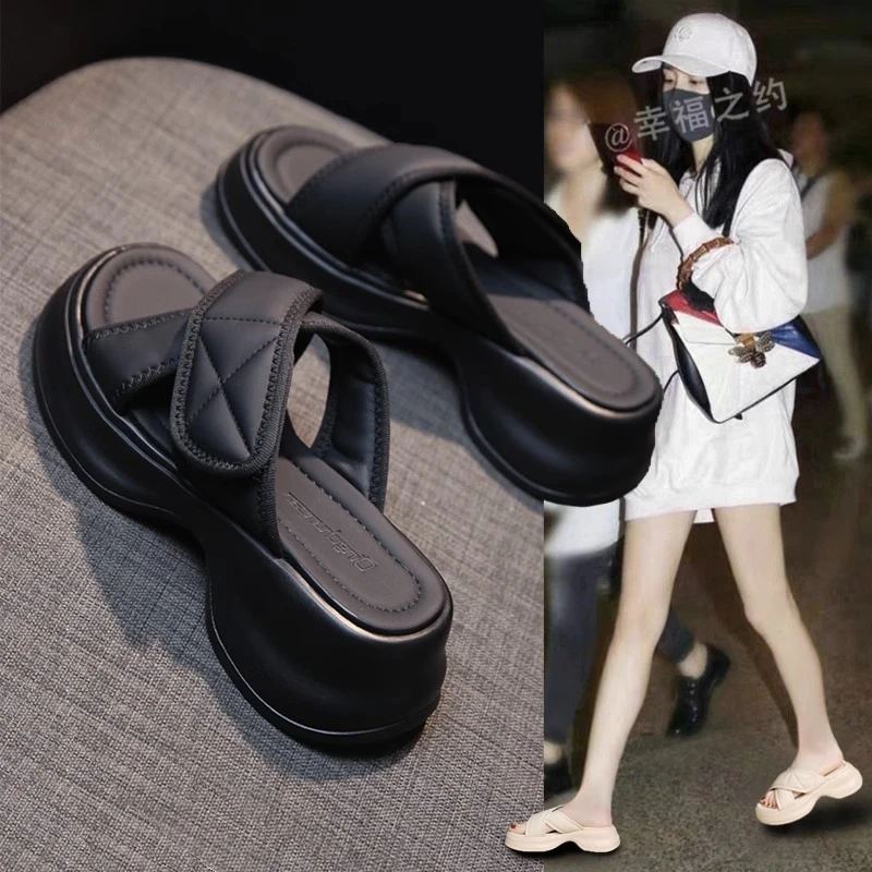 拖鞋女夏季外穿2024年新款百搭厚底时尚女士厚底凉拖网红女款凉鞋