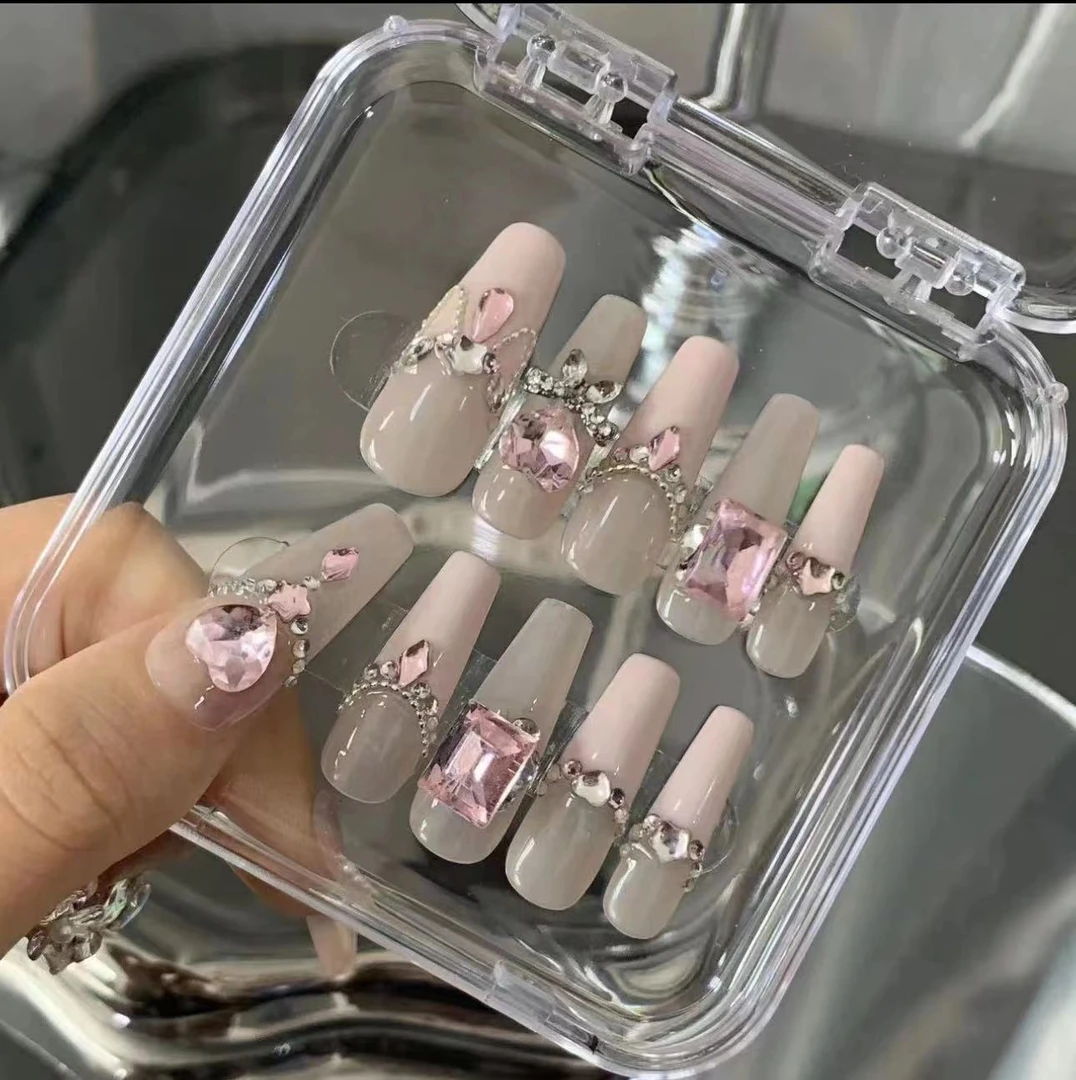 （999）一凌家【天使嫁衣】-----------超长梯纯手工穿戴甲粉法式