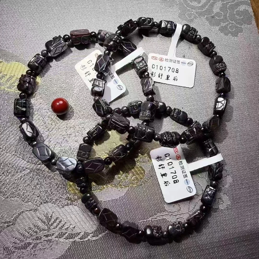 含辰砂工艺品【皇后甄选】C101708含辰砂老油紫貔貅手串-多样性发一