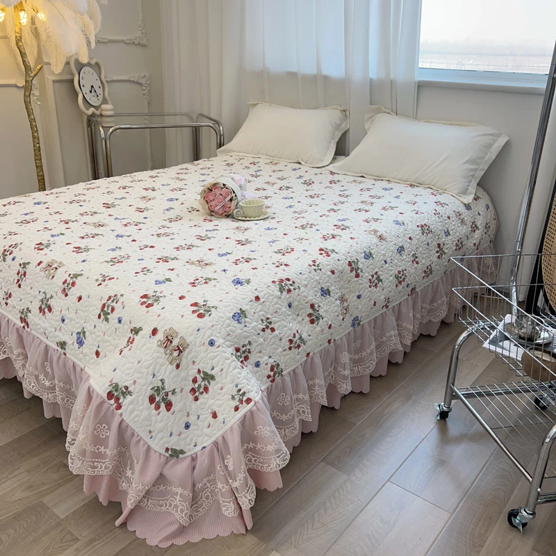 ☆水洗双层纱 【单床盖】舒适床裙枕套四季款可机洗不滑床