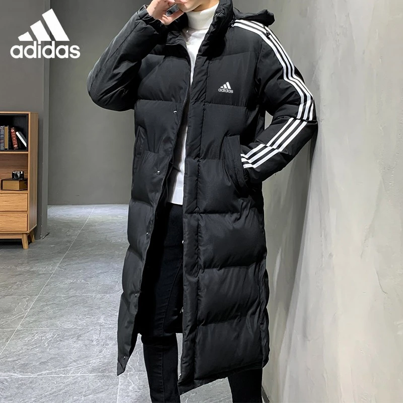 三叶草阿迪达斯潮流冬季长款棉服男士宽松保暖连帽加厚新款外套男