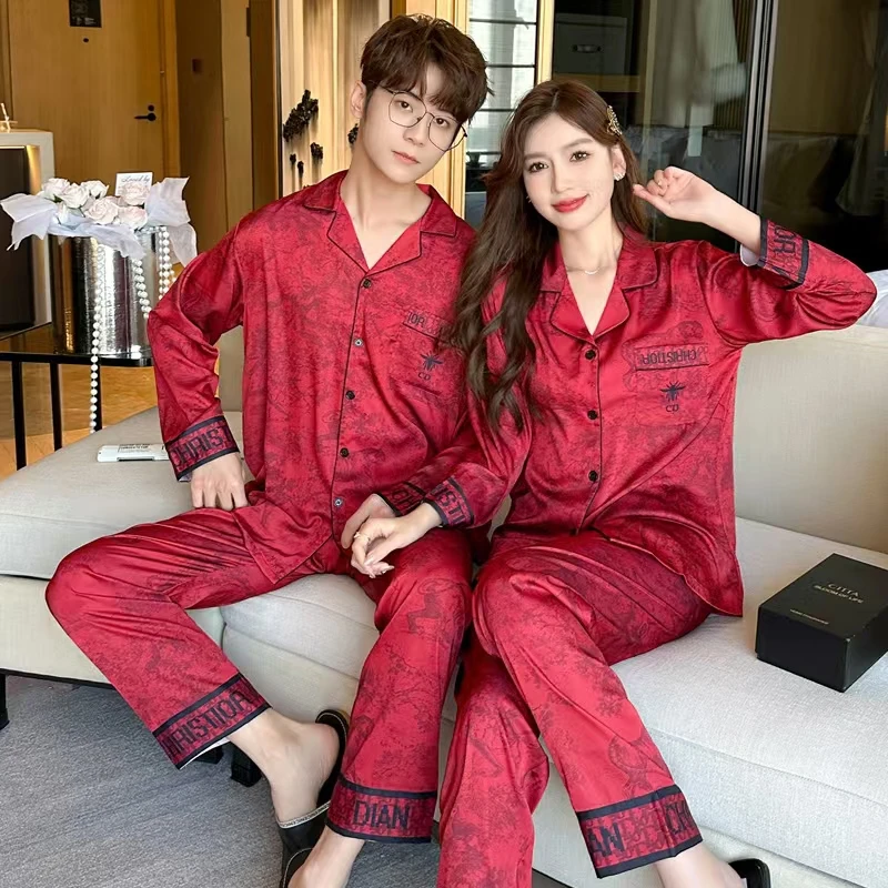 亲亲品奢【喜气洋洋】情侣长袖睡衣春秋薄款结婚喜庆家居服套装组合